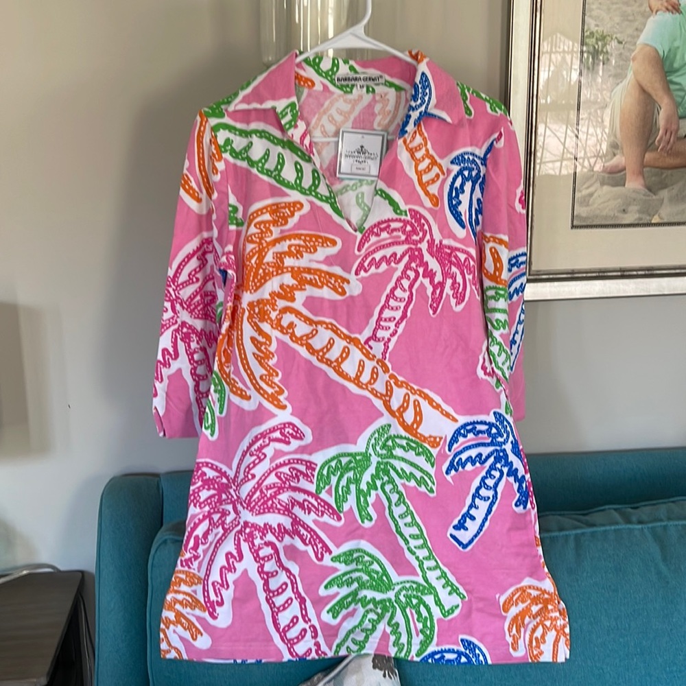 Barbara Gerwit Tropical Palm Tree Tunic Top